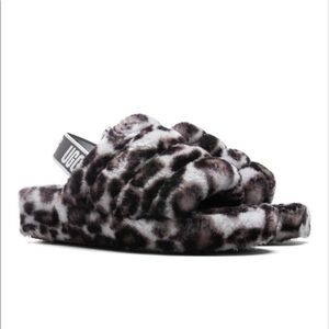 UGG Fluff Yeah Slide Slipper Leopard Print Sz 5 (Kids) / EU 37 / Womens 6.5